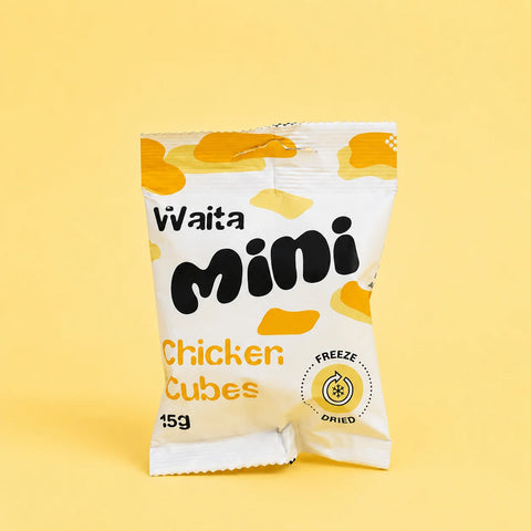 Front image of WAITA Mini Freeze Dried Chicken Cubes 15g - Pets Villa. 