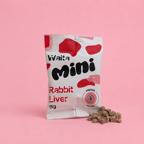 Product image of WAITA Mini Freeze Dried Rabbit Liver Cubes 15g - Pets Villa. 
