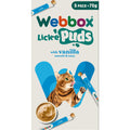 Front image of WEBBOX Cat Lick-e-Puds with Vanilla 5x75g - Pets Villa.
