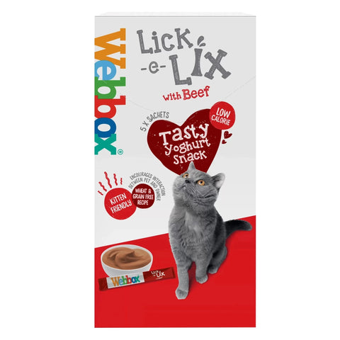 Front image of WEBBOX Lick-E-Lix with Beef 5x15g - Pets Villa. 