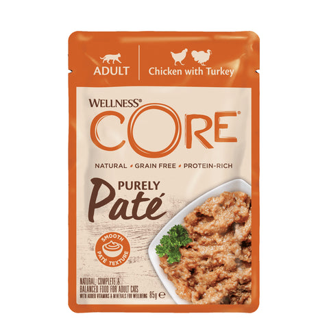 Front image of WELLNESS CORE Adult Cat Chicken with Turkey Pate - Pets Villa. 