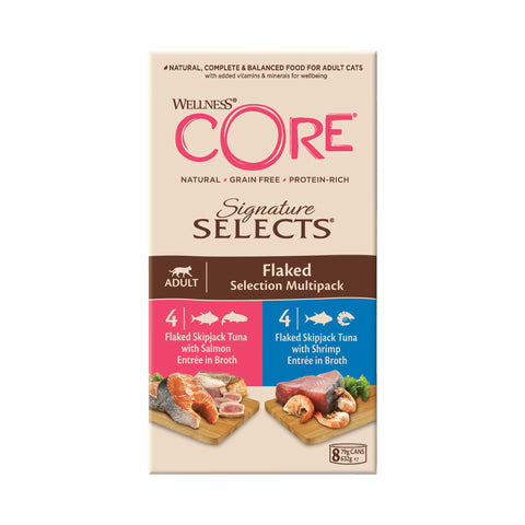 Product image of WELLNESS CORE Adult Cat Tuna Flake Selection Multipack 8x79g - Pets Villa. 