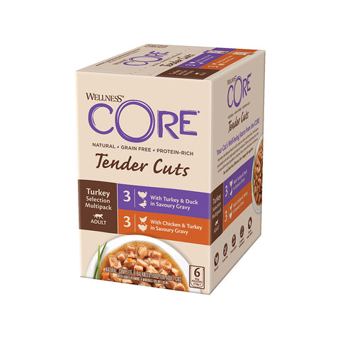 Front image of WELLNESS CORE Adult Cat Turkey Selection Multipack 6x85g  - Pets Villa. 