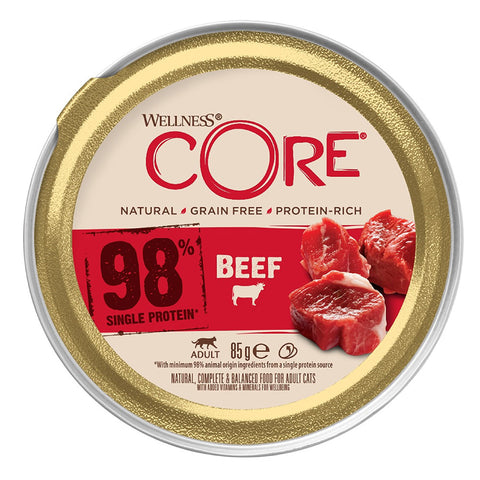 Front image of WELLNESS CORE Cat 98% Beef  - Pets Villa. 