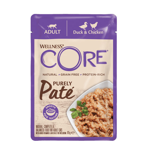 Front image of WELLNESS CORE Cat Purely Pate with Duck and Chicken - Pets Villa. 