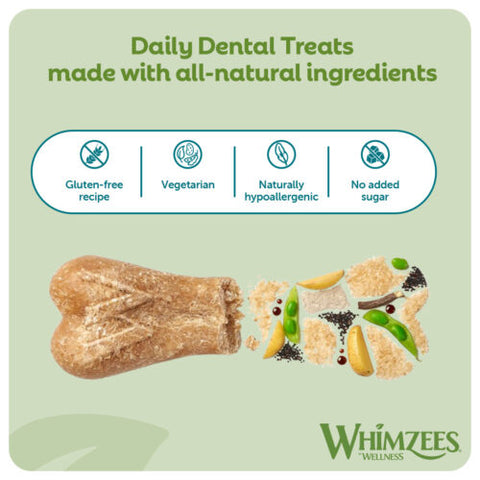 Image of the ingredients in WHIMZEES Dog Daily Dental Ricebone Treats 4pcs - Pets Villa. 