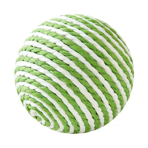 Product image of White and Green Sisal Rattle Cat Ball 10cm - Pets Villa. 