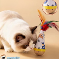 Product image of Wooden Wobble Feather Cat Toy - Pets Villa. 