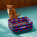 Blue variant image of ZEZE Checkered Cardboard Cat Scratcher Box - Pets Villa. 