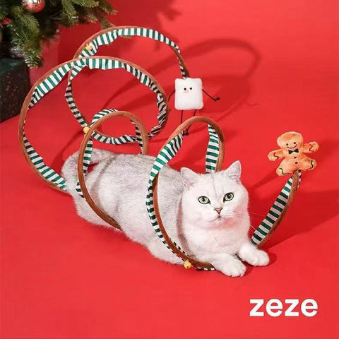 Front image of ZEZE Christmas Circle Cat Tunnel  - Pets Villa. 