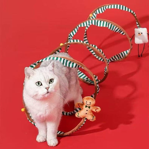 Product image of ZEZE Christmas Circle Cat Tunnel - Pets Villa.