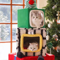 Image of 2 cats using ZEZE Christmas Gift Box Cat Frame  - Pets Villa. 