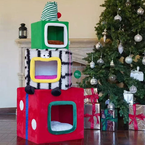 Product image of ZEZE Christmas Gift Box Cat Frame  - Pets Villa. 