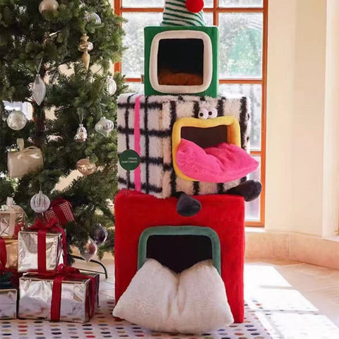 Pillow images of ZEZE Christmas Gift Box Cat Frame  - Pets Villa. 