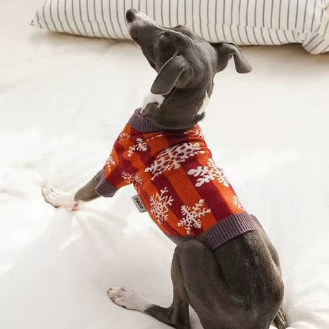 Image of a dog wearing ZEZE Christmas Snowflake Pet Knitwear - Pets Villa. 