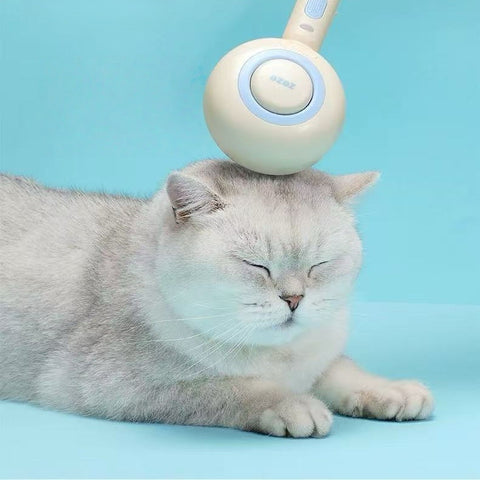 Cat being groomed with ZEZE Circle Pet Slicker Comb with Lotus Essence - Pets Villa. 