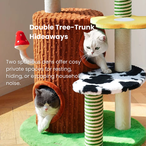 Close up image of ZEZE Deluxe 3-in-1 Mushroom Multifunction Cat Tree - Pets Villa. 
