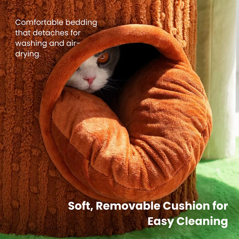 Close up image of ZEZE Deluxe 3-in-1 Mushroom Multifunction Cat Tree - Pets Villa. 
