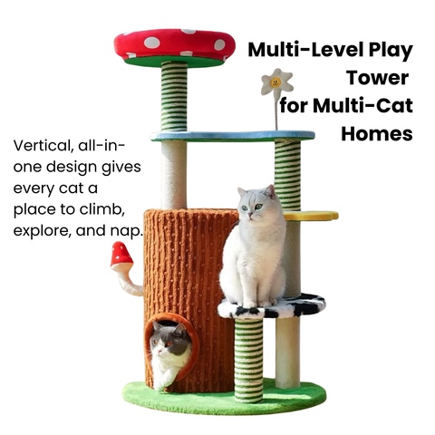Product image of ZEZE Deluxe 3-in-1 Mushroom Multifunction Cat Tree - Pets Villa. 