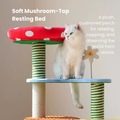 Top image of ZEZE Deluxe 3-in-1 Mushroom Multifunction Cat Tree - Pets Villa. 