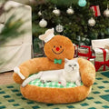 Image of a cat on ZEZE Gingerbread Hug Pet Sofa Bed  - Pets Villa. 