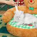 Image of a cat on ZEZE Gingerbread Hug Pet Sofa Bed  - Pets Villa. 