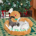 Image of 2 cats on ZEZE Gingerbread Hug Pet Sofa Bed  - Pets Villa. 