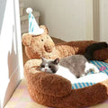 Image of a cat on ZEZE Lovely Bear Sofa Bed - Pets Villa. 