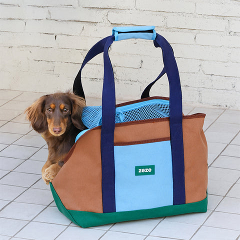 Image of a dog in ZEZE Outdoor Casual Pet Bag - Pets Villa. 