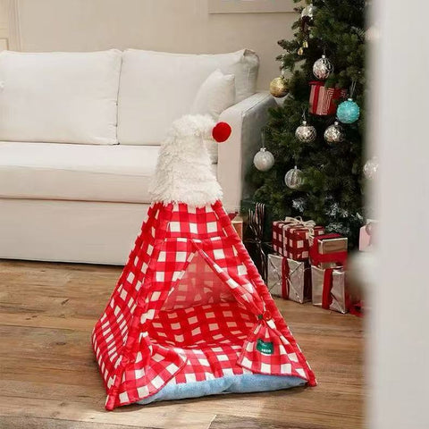 Product image of ZEZE Red Christmas Pet Tent  - Pets Villa. 
