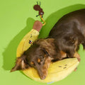 Image of dog on ZEZE Softer Banana Pet Pillow - Pets Villa.
