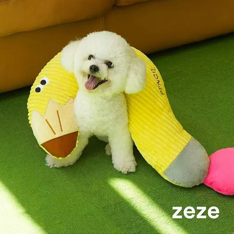 Image of ZEZE Softer Pencil Pet Pillow with a dog - Pets Villa. 