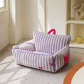 Front image of ZEZE Striped Plush Pet Sofa Bed - Pets Villa. 