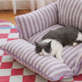 Product image of ZEZE Striped Plush Pet Sofa Bed - Pets Villa. 