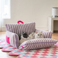 Product image of ZEZE Striped Plush Pet Sofa Bed - Pets Villa. 