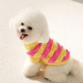 Front image of ZEZE Warmth Pink and Yellow Striped Pet Sweater - Pets Villa.