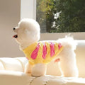 Side image of ZEZE Warmth Pink and Yellow Striped Pet Sweater - Pets Villa. 