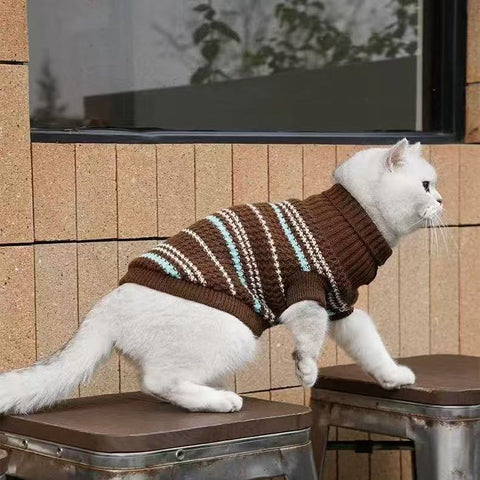Product image of ZEZE Warmth Striped Pet Knitted Sweater - Pets Villa.