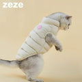 Front image of ZEZE Warmth Striped Pet Puffer Jacket - Pets Villa. 