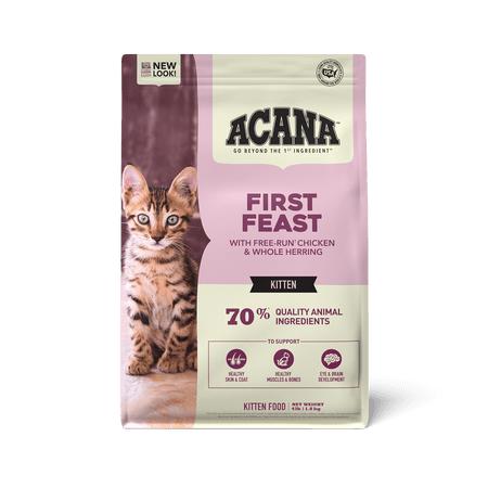 ACANA First Feast kitten dry food with free-run chicken and whole herring for healthy growth.