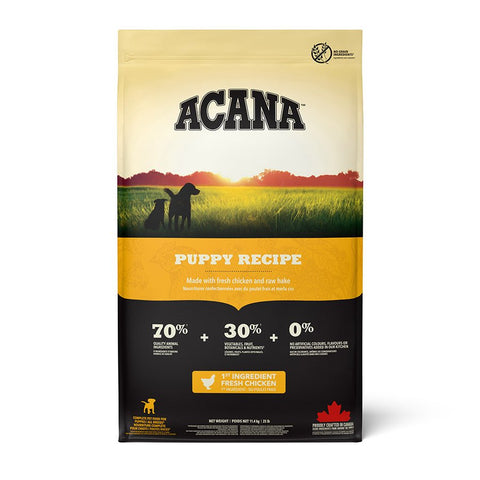 ACANA Puppy Recipe dog food bag with fresh chicken and flounder