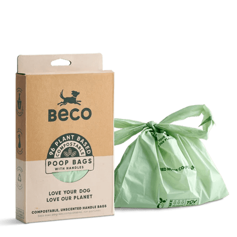 BECO 96 Plant Based Compostable Poop Bags with Handles - Pets Villa