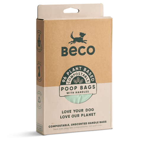 BECO 96 Plant Based Compostable Poop Bags with Handles - Pets Villa