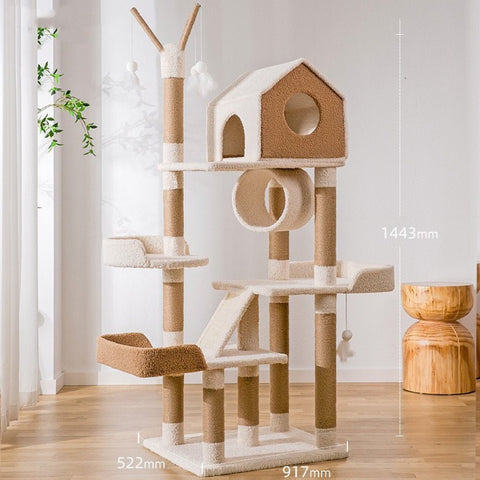 Beige Cat Tree Tower - Pets Villa