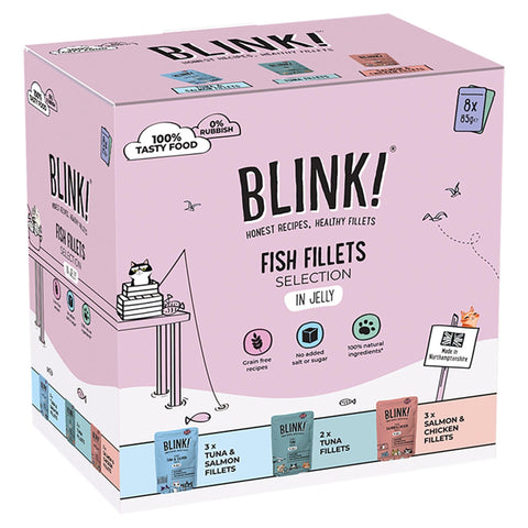 BLINK! Fish Fillet Selection in Jelly (8x85g) - Pets Villa