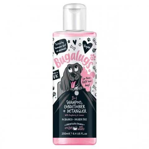 BUGALUGS 3 in 1 Raspberry & Lemon Shampoo, Conditioner + Detangler 250ml - Pets Villa