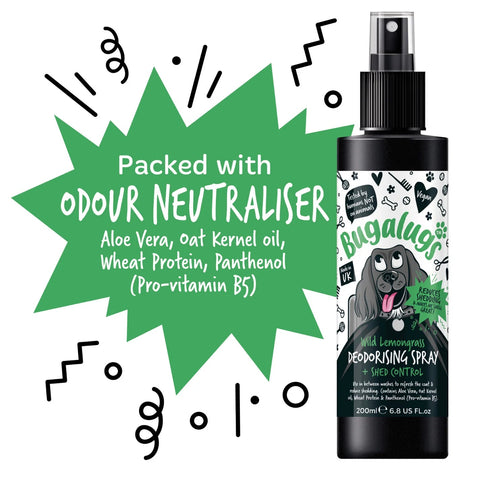 BUGALUGS Wild Lemongrass Deodorising Spray with Shed Control 200ml - Pets Villa