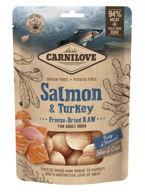 CARNILOVE Freeze - Dried RAW Salmon and Turkey Snack for Adult Dogs 60g - Pets Villa