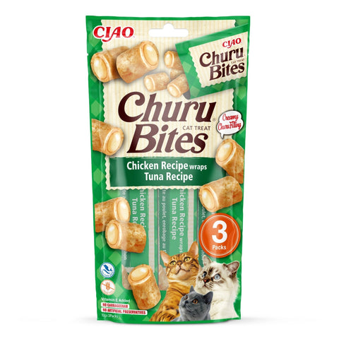 CHURU Bites Cat Treat Chicken Recipe Wraps Tuna Recipe 3x10g - Pets Villa
