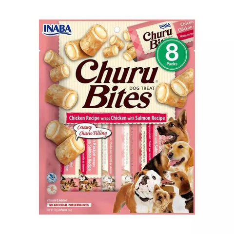 CHURU Bites Dog Treats Chicken Recipe Wraps Chicken with Salmon Recipe 8x12g - Pets Villa